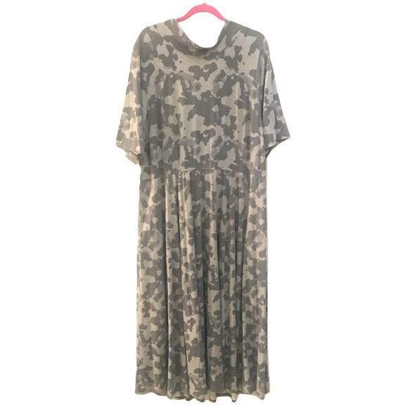 Wayward Fancies eShakti Custom Grey Camo Maxi Dress with Low Back Keyhole Tie 2X - Picture 1 of 9